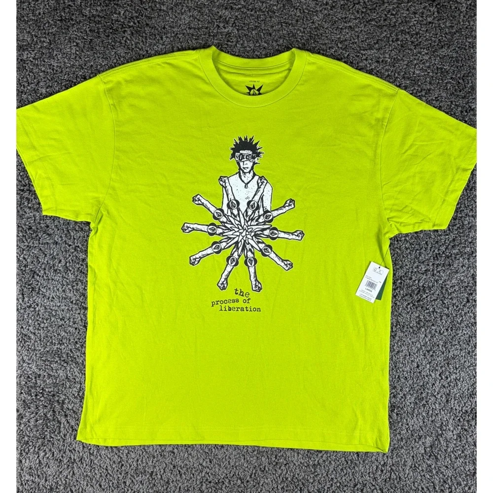 Volcom x Sense Process of Liberation T-Shirt Neon Lime Green Mens L A4312502